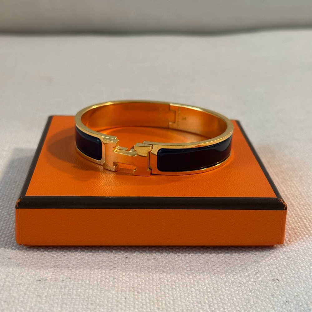 Gold and Navy Enamel Bracelet